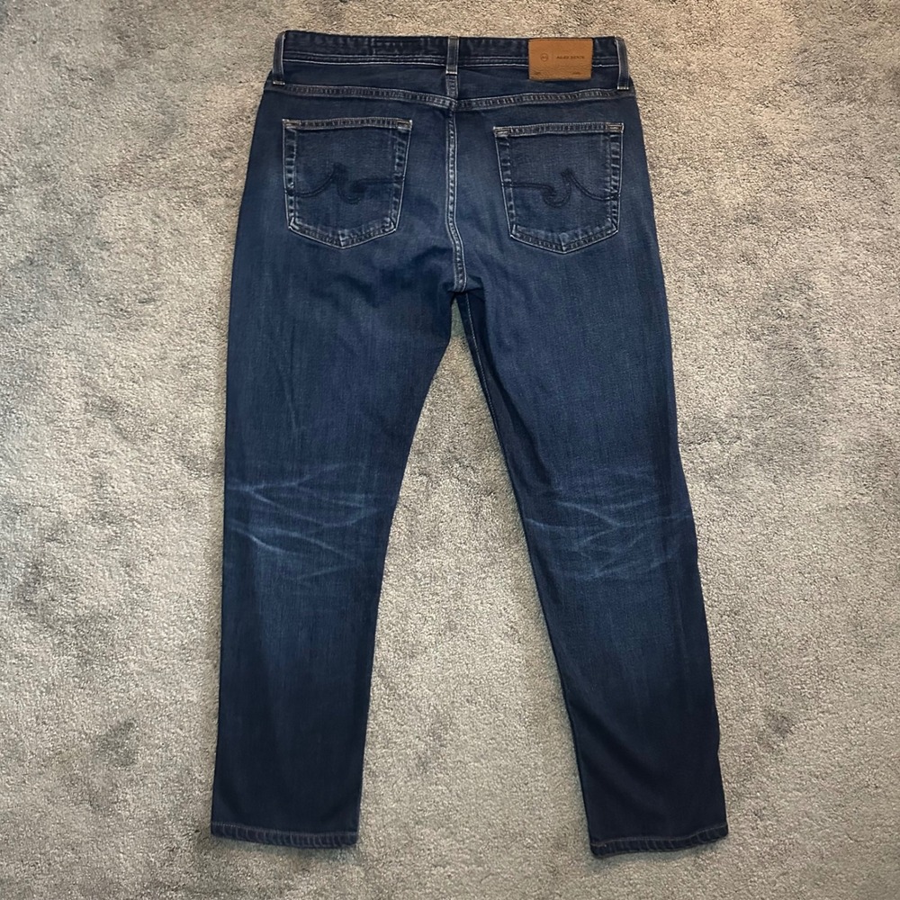 AG Adriano Goldschmied Tellis Slim Jeans Mens 34x33 (Fit 34x29) Blue Aged Denim